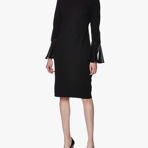 Calvin Klein Black Bell Sleeve Dress with Sheer Sleeves